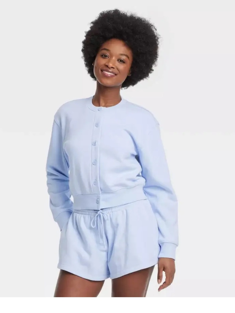 Universal Thread Light Blue Lounge Set Size Xs Button-Front Cardigan & Shorts